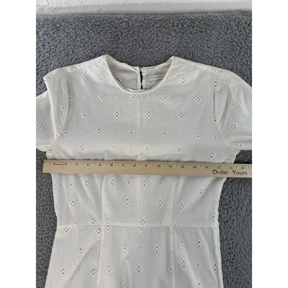 Doen Dress Womens XS White Eyelet Embroidered Cotton Bell Sleeve Midi Boho India